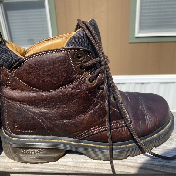 DR DOC MARTENS Mens 7- W 8 11410 AW004 Brown Leather Work Boots AirWair Bounce main image 11